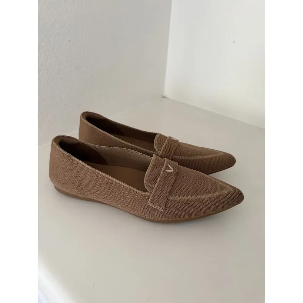 VIVAIA Beige Knit Pointed Toe Slip-On Loafer Flats Size 40